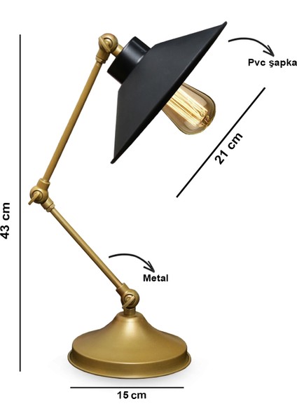 Eskitme Gold Özel Tasarım Eskitme Masa Lambası