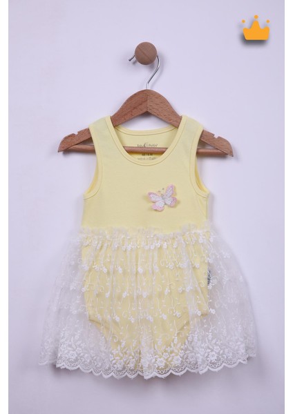 Babyhola %100 Pamuk Kız Bebek Tek Kat Elbise Atlet Badi 3528