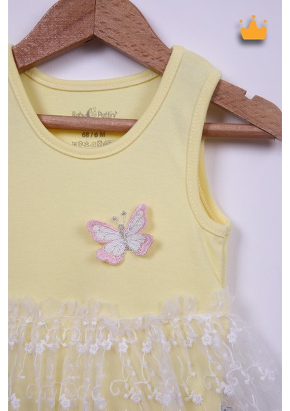 Babyhola %100 Pamuk Kız Bebek Tek Kat Elbise Atlet Badi 3528