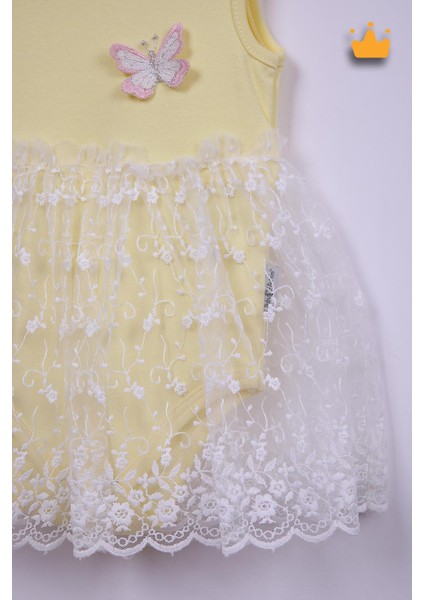 Babyhola %100 Pamuk Kız Bebek Tek Kat Elbise Atlet Badi 3528