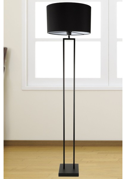 Modern siyah lambader, metal gövde, tek ayaklı, yüksekliği 151-200 cm