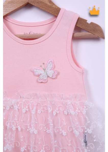 Babyhola %100 Pamuk Kız Bebek Tek Kat Elbise Atlet Badi 3528