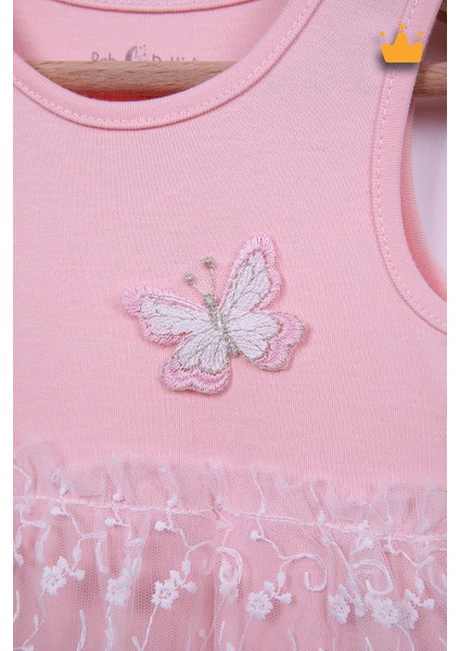 Babyhola %100 Pamuk Kız Bebek Tek Kat Elbise Atlet Badi 3528