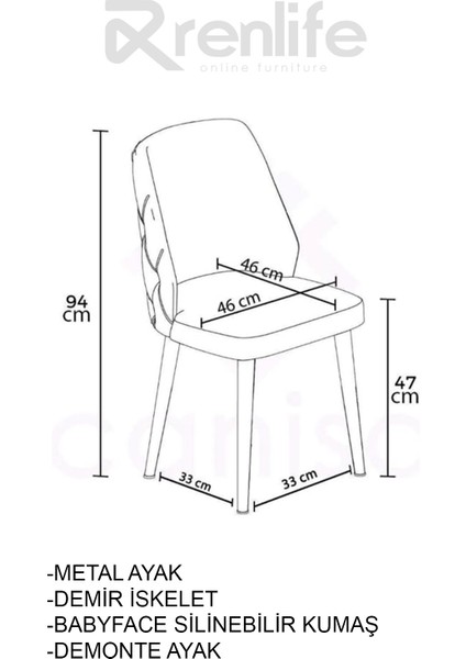 Yemek Masası Takımı 6 Sandalye Metal Ayak Açılır Masa 80X130 (Oscar Kemençe Antrasit Siyah Ayak)