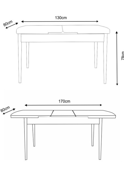 Yemek Masası Takımı 6 Sandalye Metal Ayak Açılır Masa 80X130 (Oscar Kemençe Antrasit Siyah Ayak)