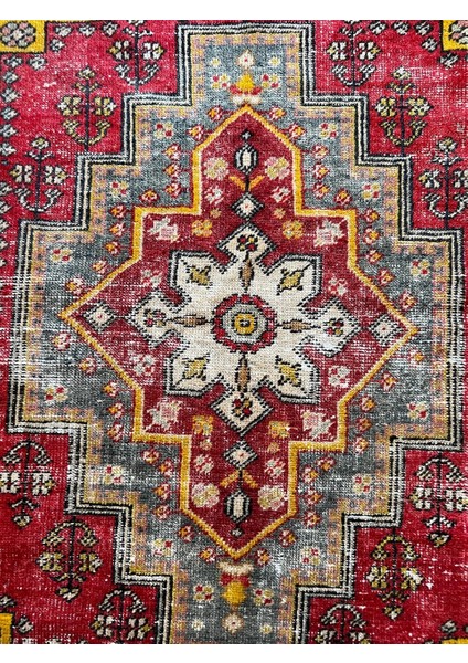 3x6 Perfect Antique Rug,rare Turkish Vintage Rug,unique Oriental Rug,old Decorative Rug,red Yellow Rug Oushak,beige Anatolian Livingroom Rug