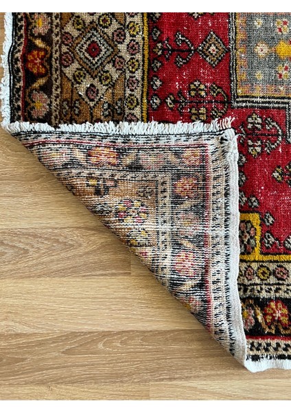 3x6 Perfect Antique Rug,rare Turkish Vintage Rug,unique Oriental Rug,old Decorative Rug,red Yellow Rug Oushak,beige Anatolian Livingroom Rug