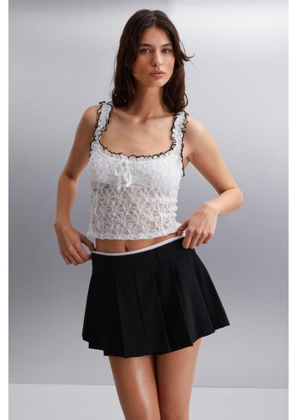 Cerıse %100 Polyester Yuvarlak Yaka Slim Astarlı Kadın Beyaz Atlet