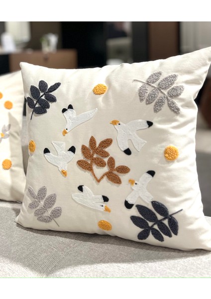 Home Ikili Punch Nakışlı Keten Pamuklu Kumaş Kırlent Kılıfı fiyatları