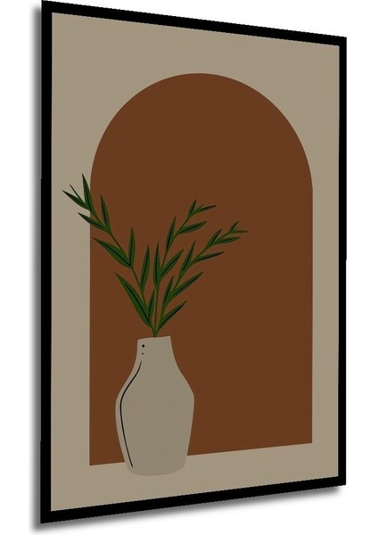 Dekoratif Bohem Minimalist Soyut Çizim Ahşap Tablo Çerçeve Görünümlü Dikey Duvar Dekorasyon Tablosu