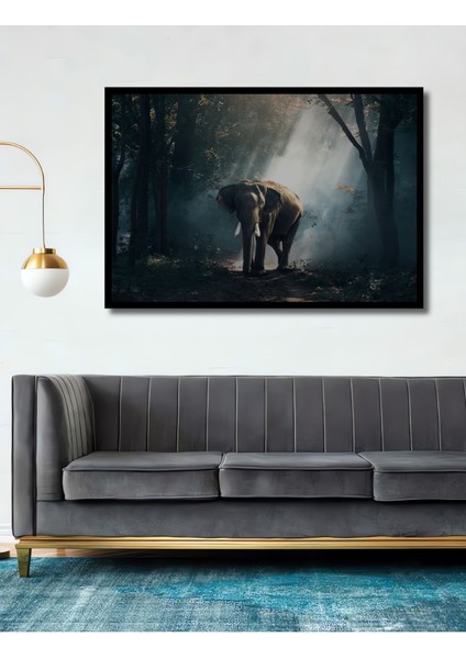 Dekoratif Ahşap Tablo Orman Fil Posteri, Fil 3 Boyutlu Şık Yatay Duvar Dekorasyon Tablosu fiyatları