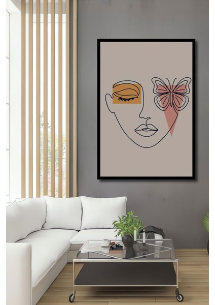 Ahşap Tablo Mid Century Matisse Bohem Soyut Minimalist Art Çerçeve Görünümlü Dikey Duvar Tablo