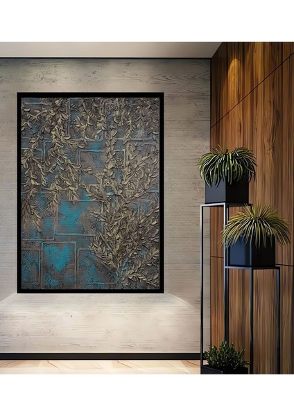 Özel Tasarım Dekoratif,3 Boyutlu Sanat Tablosu - Flowers Rising Ahşap Tablo Çerçeve Görünümlü Tablo