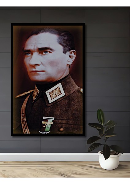 Dekoratif Atatürk Ahşap Tabloları Çerçeve Görünümlü Dikey Duvar Dekorasyon Tablosu