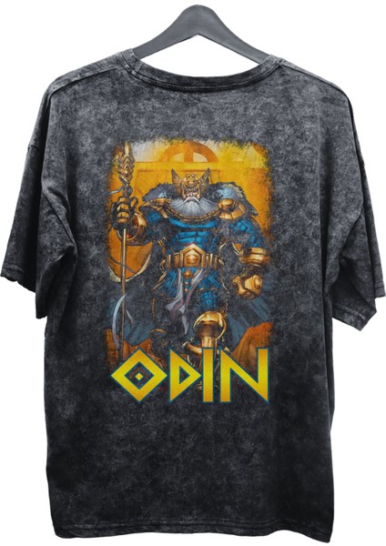 Unisex Odin Baskılı Yıkamalı Tişört, Oversize Marvel Comics Baskılı Vintage T-Shirt fiyatları