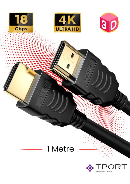 HDMI 2.0 4K Ultra Hd 60 Hz Ses ve Görüntü Aktarım Kablosu 1 Metre