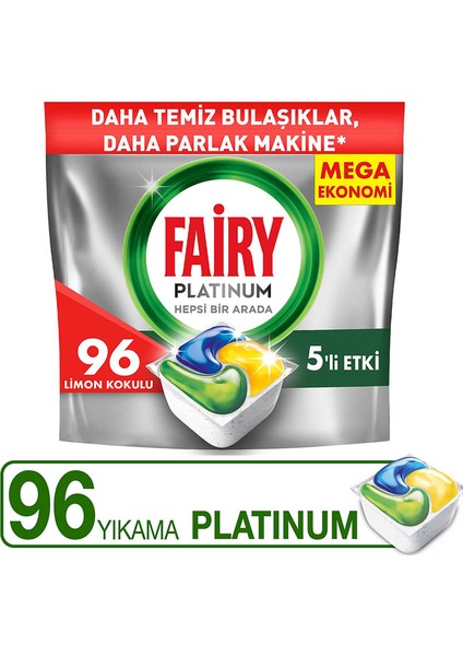 Platinum Bulaşık Makinesi Kapsülü 96 Yıkama Limon Kokulu