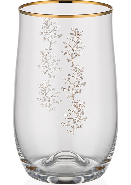 Lorin 24 Ayar Altın Yaldızlı 350 ml 6 Parça Cam Meşrubat Bardağı 9-01010560