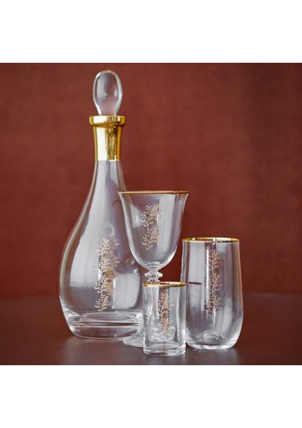 Lorin 24 Ayar Altın Yaldızlı 350 ml 6 Parça Cam Meşrubat Bardağı 9-01010560 fırsatları