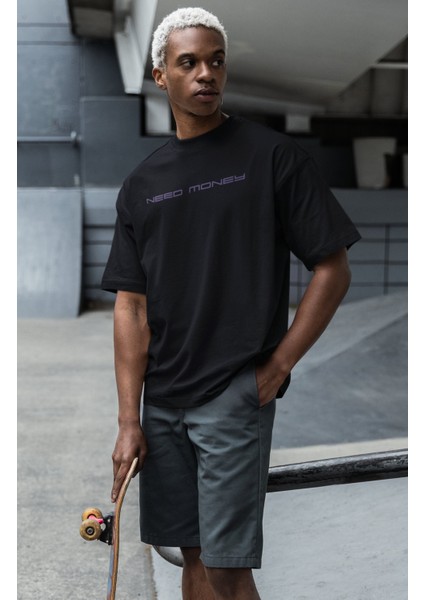 Oversize Need Money For Porsche Sırt Baskılı T-Shirt, Unisex Porsche Baskılı Tişört
