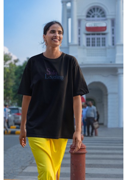 Oversize The Weakest Hunter Sırt Baskılı T-Shirt, Unisex Yazılı Solo Leveling Anime Baskılı Tişört modelleri