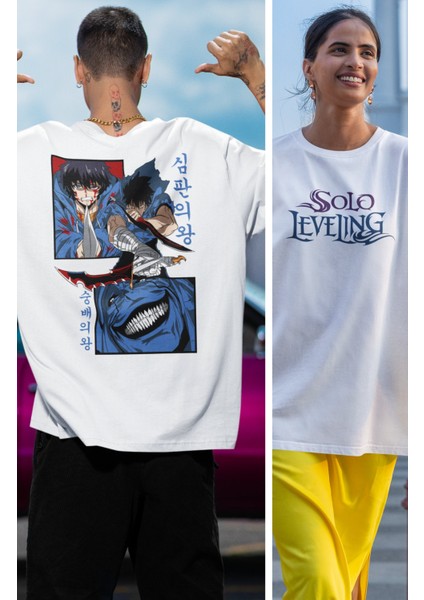 Oversize Vector Solo Leveling Sırt Baskılı T-Shirt, Unisex Anime Baskılı Tişört fiyatları