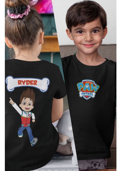 Ryder Paw Patrol Sırt Baskılı Unisex Çocuk Tişört, Paw Patrol Baskılı Bebek T-Shirt