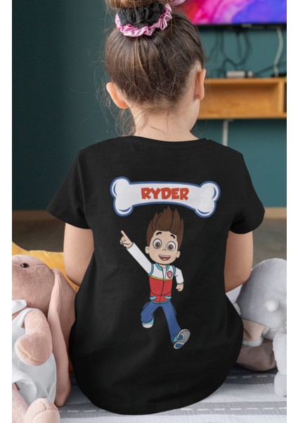 Ryder Paw Patrol Sırt Baskılı Unisex Çocuk Tişört, Paw Patrol Baskılı Bebek T-Shirt