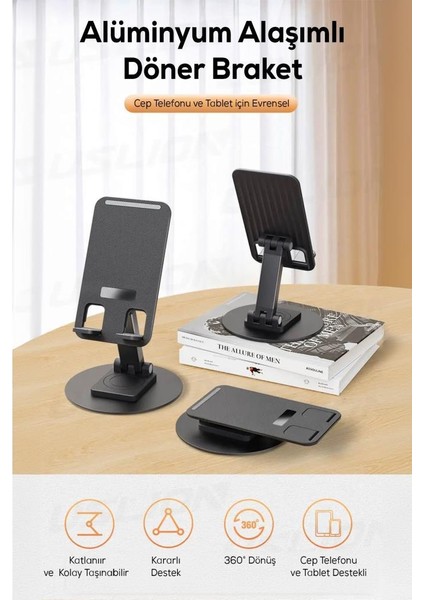 2'li 360° Döner Alüminyum Ayarlanabilir Telefon ve Tablet Standı fırsatları