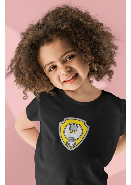 Fuddy Moda Rubble Paw Patrol Sırt Baskılı Unisex Çocuk Tişört, Paw Patrol Baskılı Bebek T-Shirt