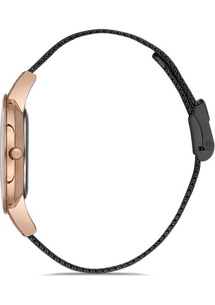 DK.1.12908.5 Hasır Kordon Taşlı Tasarım Siyah-Rose Gold Kadın Kol Saati fiyatları