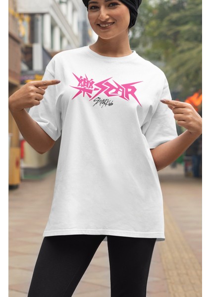 Unisex Stray Kids Rock-Star Sırt Baskılı Oversize T-Shirt