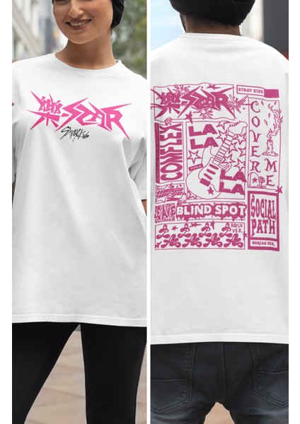 Unisex Stray Kids Rock-Star Sırt Baskılı Oversize T-Shirt fiyatları