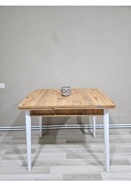 Çam Desen Küçük Mdf Masa, Açılabilir Mutfak Masası, 4 Kişilik Yemek Masası