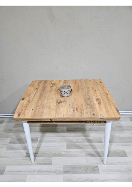 Çam Desen Küçük Mdf Masa, Açılabilir Mutfak Masası, 4 Kişilik Yemek Masası
