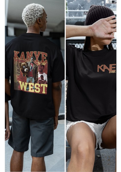 Oversize Albüm Şarkıları Yazılı Sırt Baskılı T-Shirt, Unisex Kanye West Baskılı Tişört fiyatları