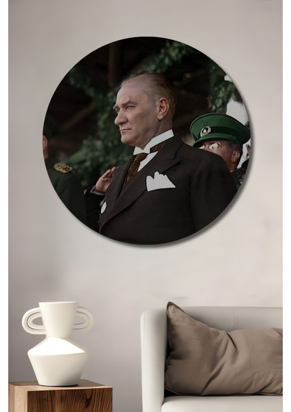 Dekoratif Renkli Atatürk Duvar Tablo Ahşap Yuvarlak Tablo fiyatları