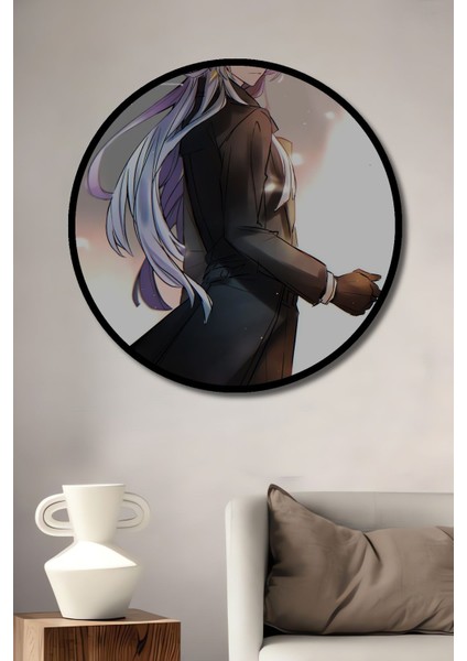 Dekoratif Anime Adam Duvar Tablo Ahşap Yuvarlak Tablo