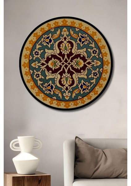 Dekoratif Modern Motif Duvar Tablo Ahşap Yuvarlak Tablo