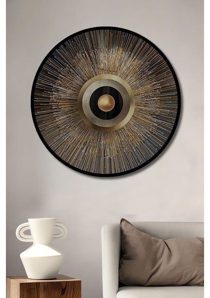 Modern Lüks Altın Geometrik Soyut Dekoratif Ahşap Tablo Şık Yuvarlak Duvar Dekorasyon Tablosu fiyatları