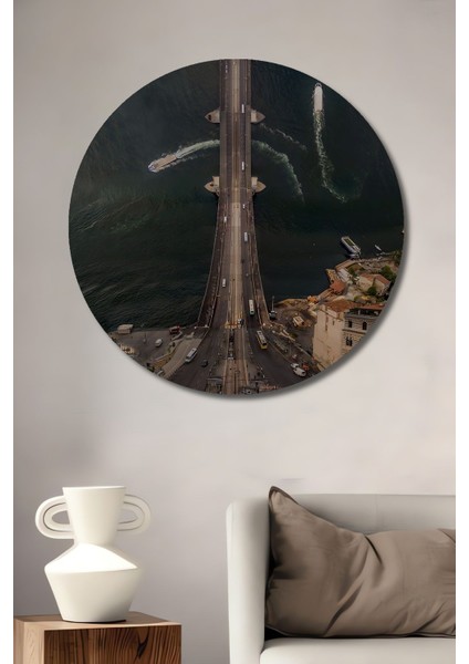 Dekoratif Bulutlara Giden Yol Sürreal Sanat Duvar Tablo Ahşap Yuvarlak Tablo fiyatları