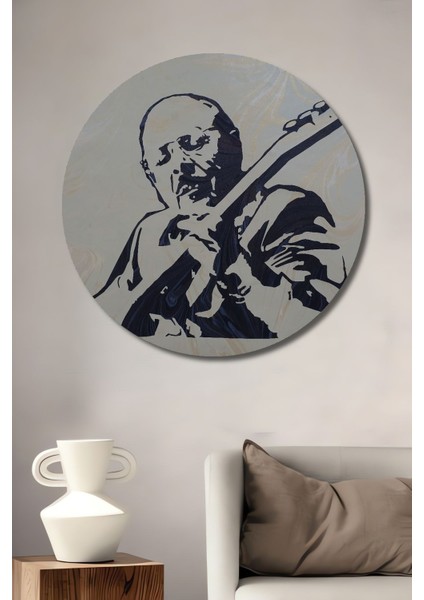 Dekoratif Modern Neşet Ertaş Tasarım Duvar Tablo Ahşap Yuvarlak Tablo fiyatları
