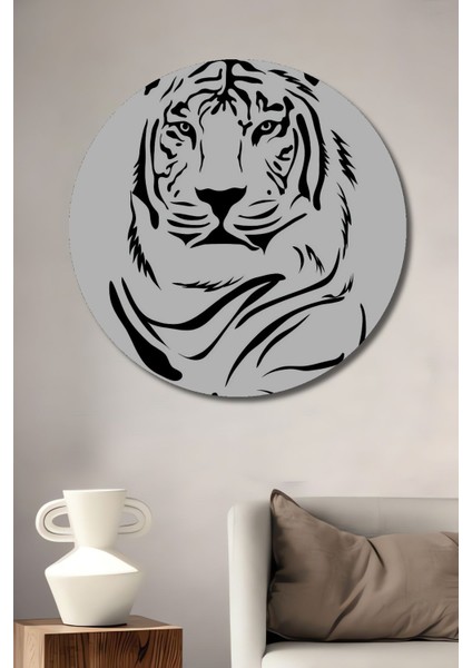 Dekoratif Minimalist Kaplan Duvar Tablo Ahşap Yuvarlak Tablo