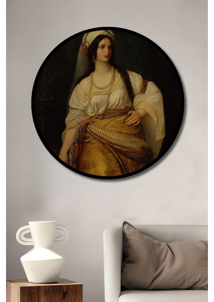 Dekoratif Kilolu Kadın Sanat Duvar Tablo Ahşap Yuvarlak Tablo