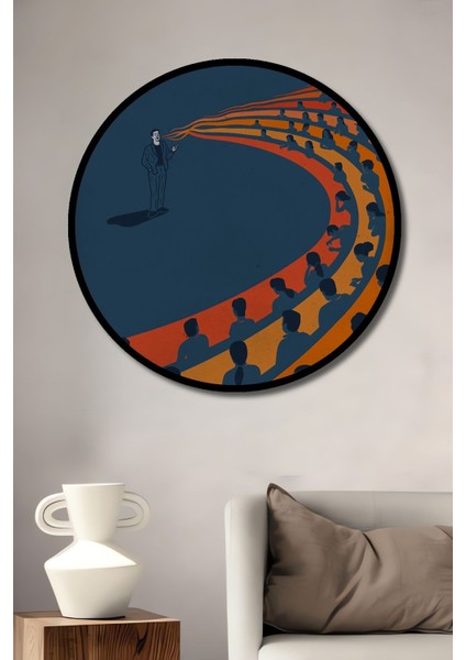 Dekoratif Soyut Sanat Konuşmacı Adam Duvar Tablo Ahşap Yuvarlak Tablo