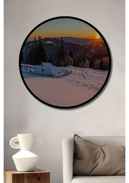 Ahşap Tablo Dağ Manzarası 3 Boyutlu Orman Manzarası Sanatı Şık Yuvarlak Duvar Dekorasyon Tablosu fiyatları