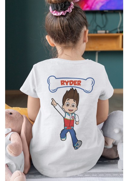Ryder Paw Patrol Sırt Baskılı Unisex Çocuk Tişört, Paw Patrol Baskılı Bebek T-Shirt modelleri