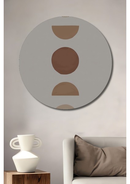 Soyut Dekoratif Ahşap Tablo Şık Yuvarlak Duvar Dekorasyon Tablosu