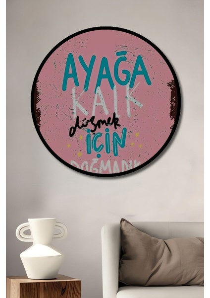 Tablo Cafe Ev Dekorasyon Güzel Sözler Retro / A + Kalite Şık Yuvarlak Duvar Dekorasyon Tablosu