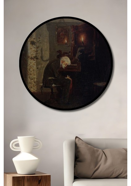 Dekoratif Yaşlı Adam Modern Sanat Duvar Tablo Ahşap Yuvarlak Tablo